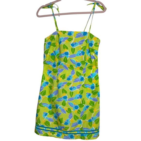 Lilly Pulitzer Vintage White Label Tropical Toucan Bird Print Mini Dress Size 8 - Picture 1 of 8